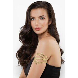 Gold Snake Wrapped Adjustable Arm Cuff Bracelet Bangle Statement Jewelry